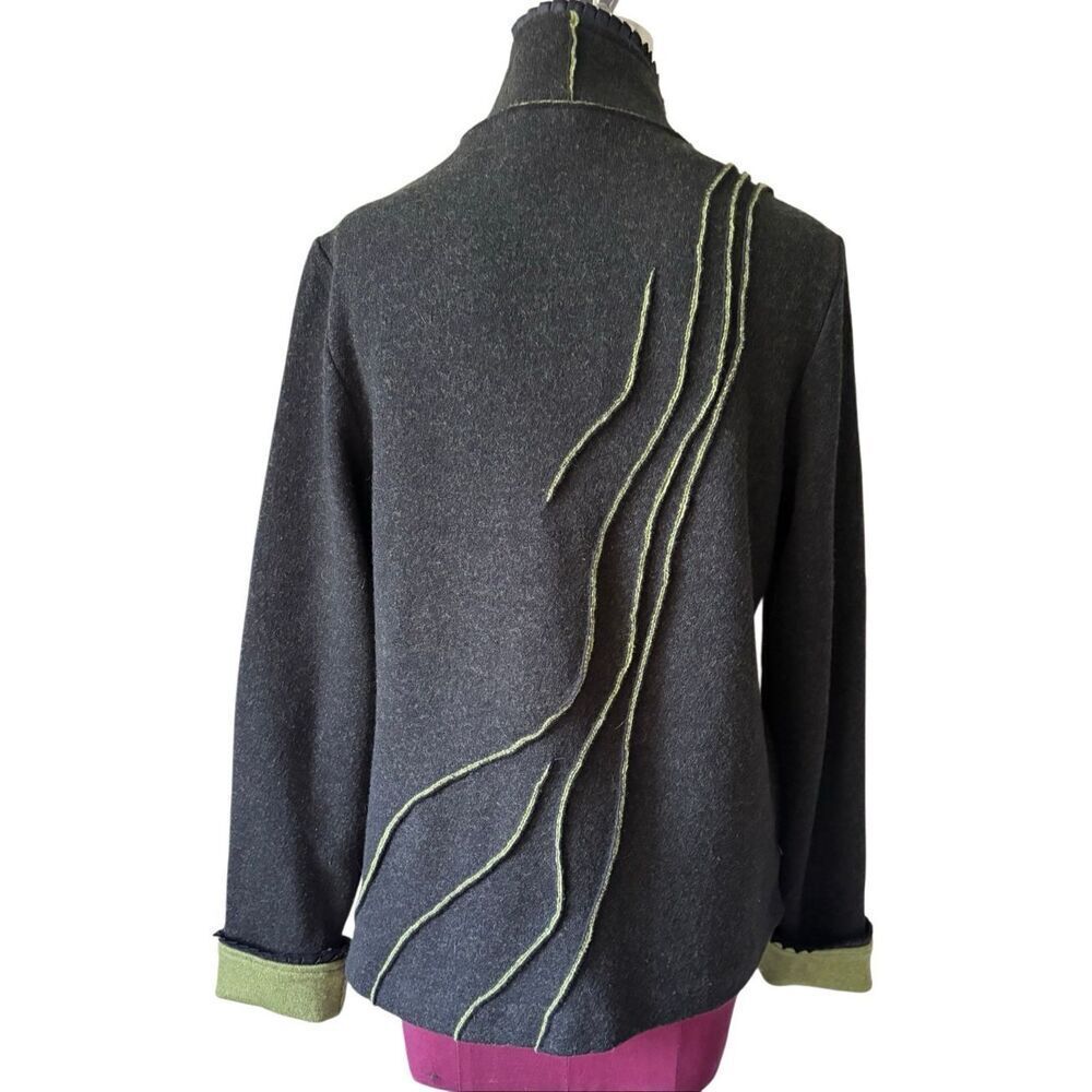 Icelandic Design Hepburn Wool Jacket Size S Green Button Front - Picture 3 of 14